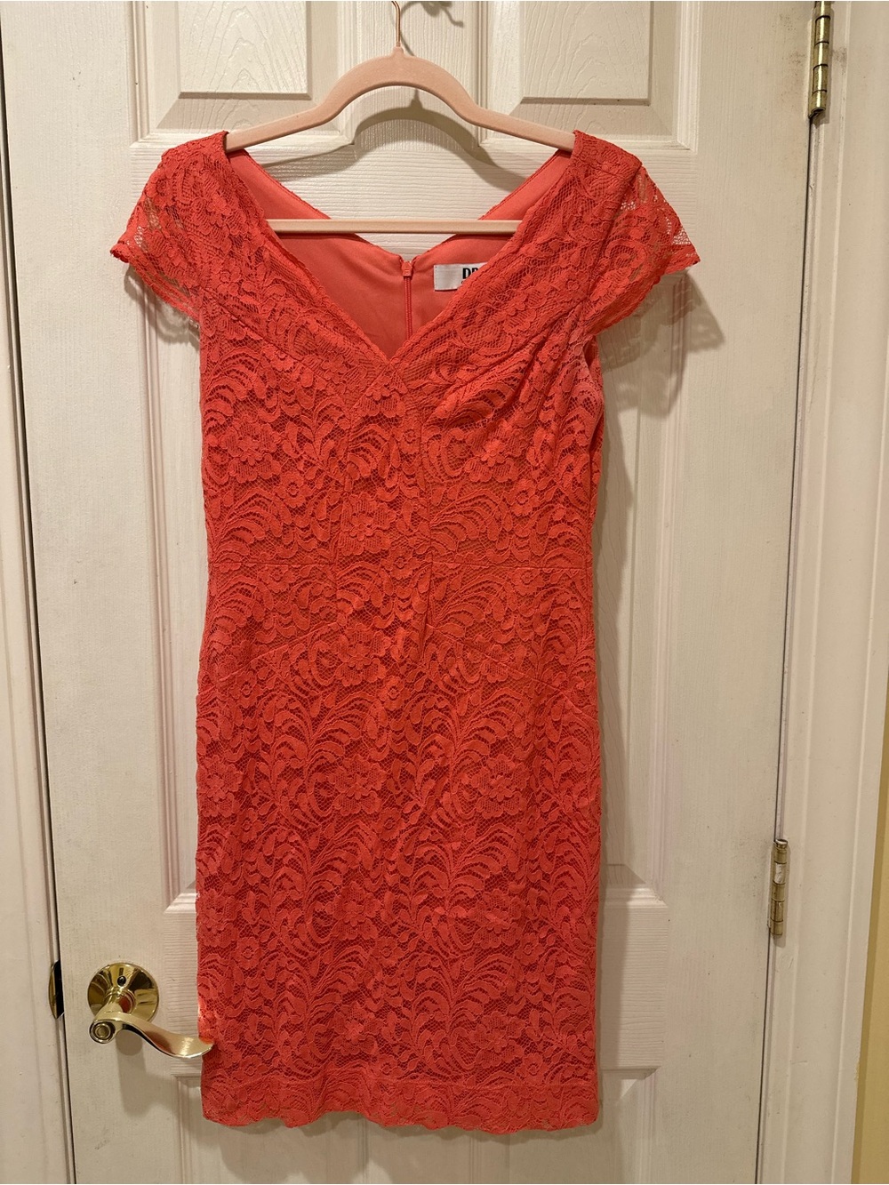 SD Collection Coral Lace V-Neck Midi Dress
